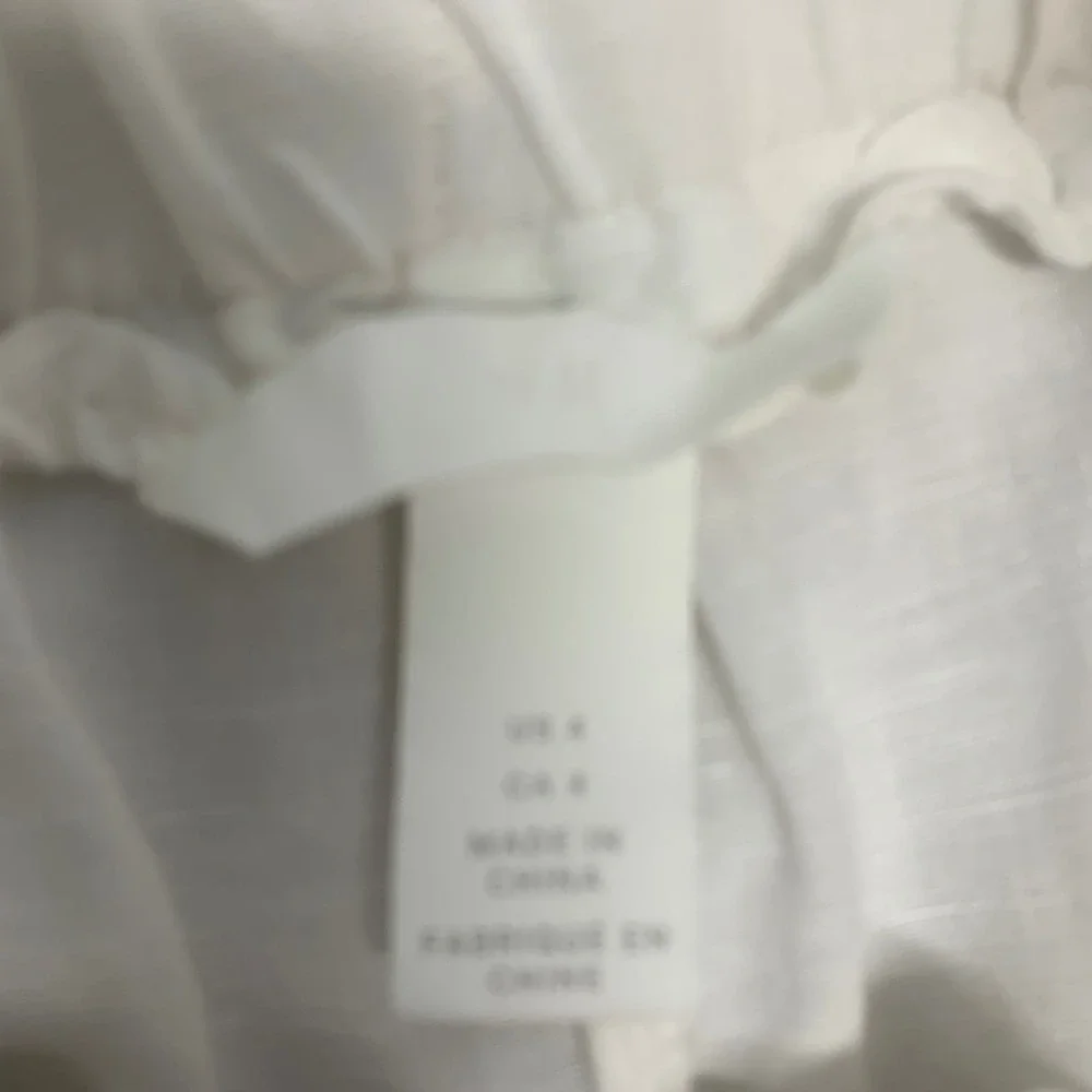 H&M White Linen Blend Paperbag High Rise Tie Belt Tapered Pants Size 4‎ Pockets